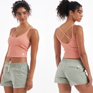 VUORI RIBBED CRISSCROSS CROP TOP size S